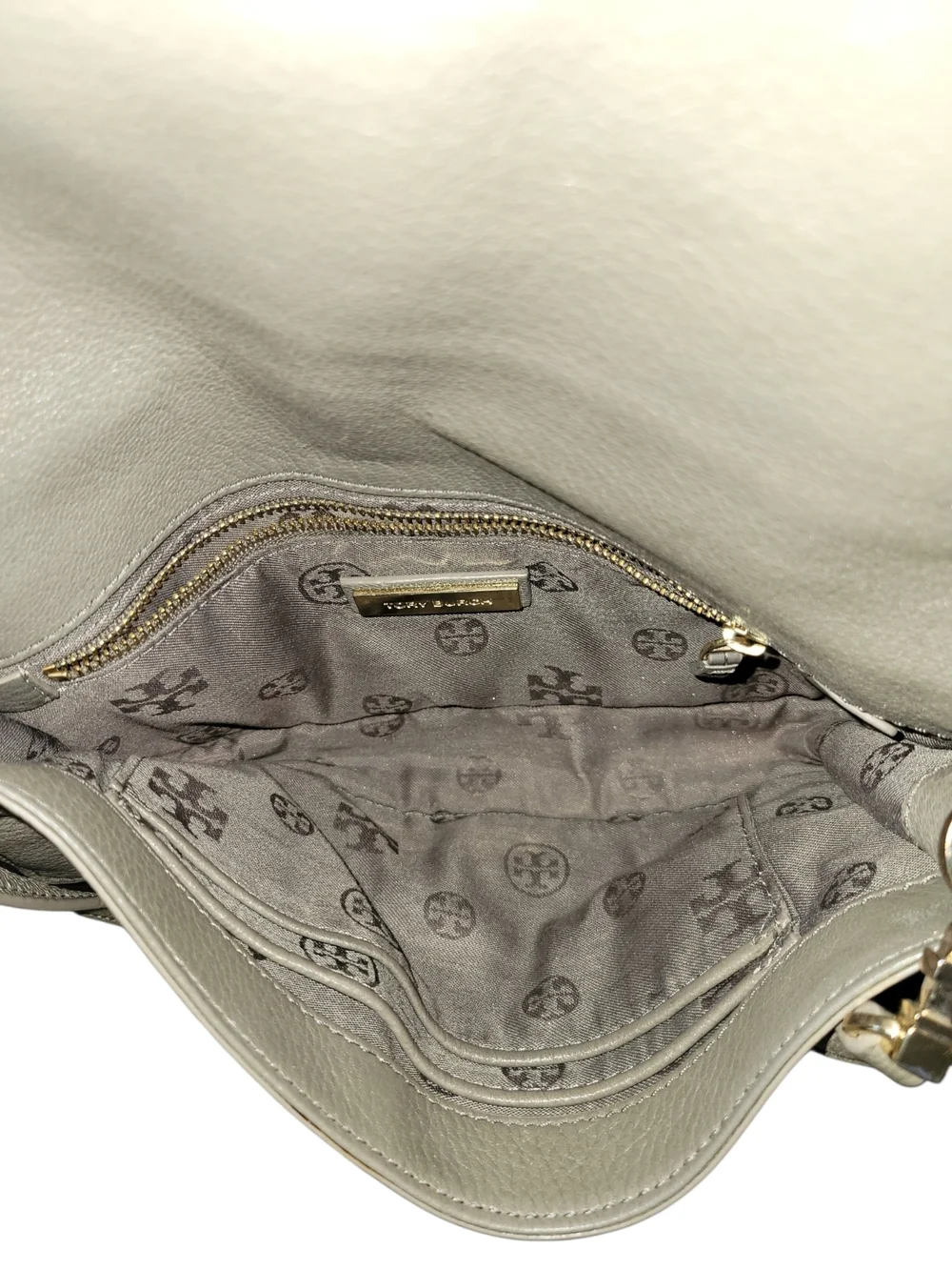 Tory Burch Gray Crossbody Leather Handbag